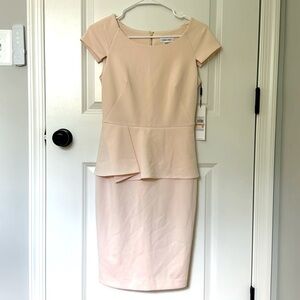 NWT Calvin Klein Blush Pink Peplum Sheath Dress